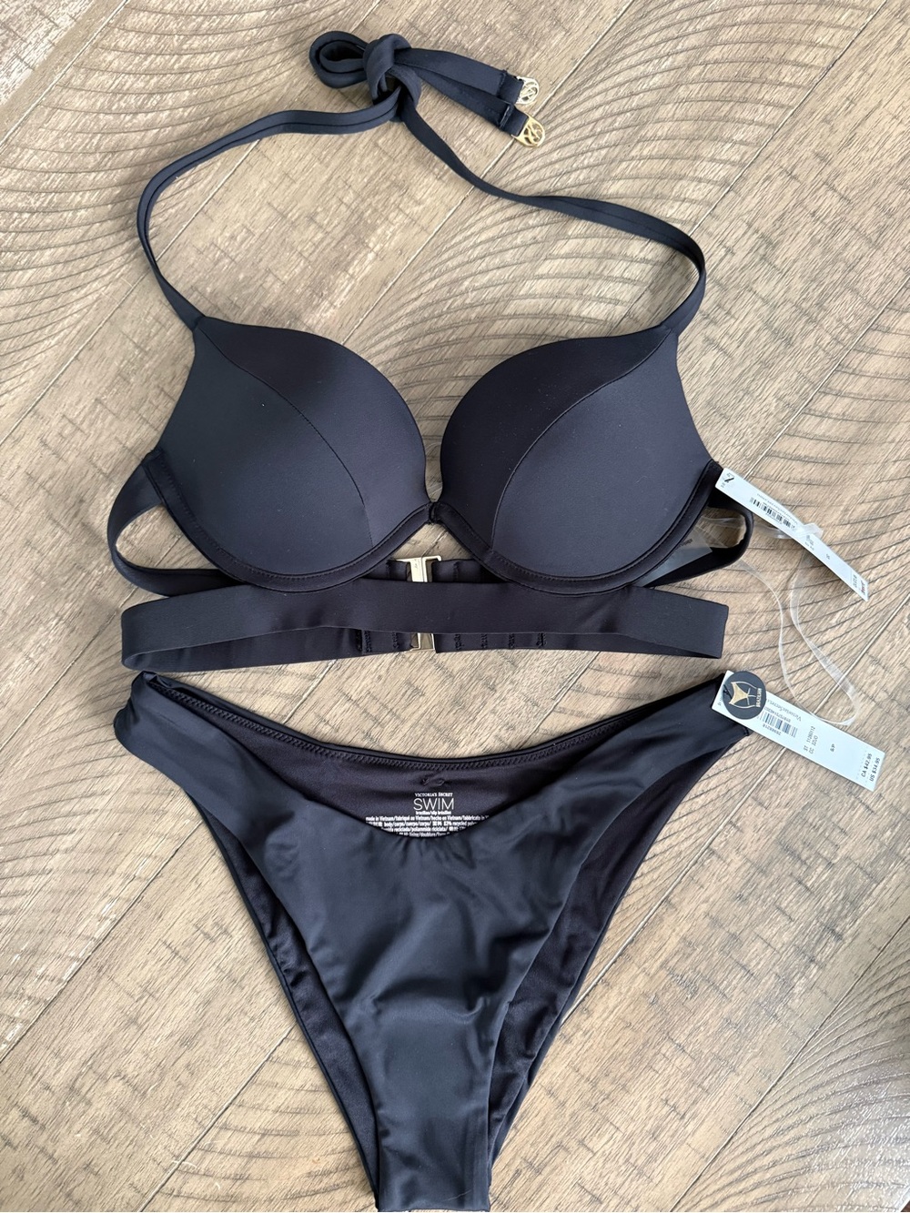 Victoria's Secret Black Push-Up Halter Bikini Set